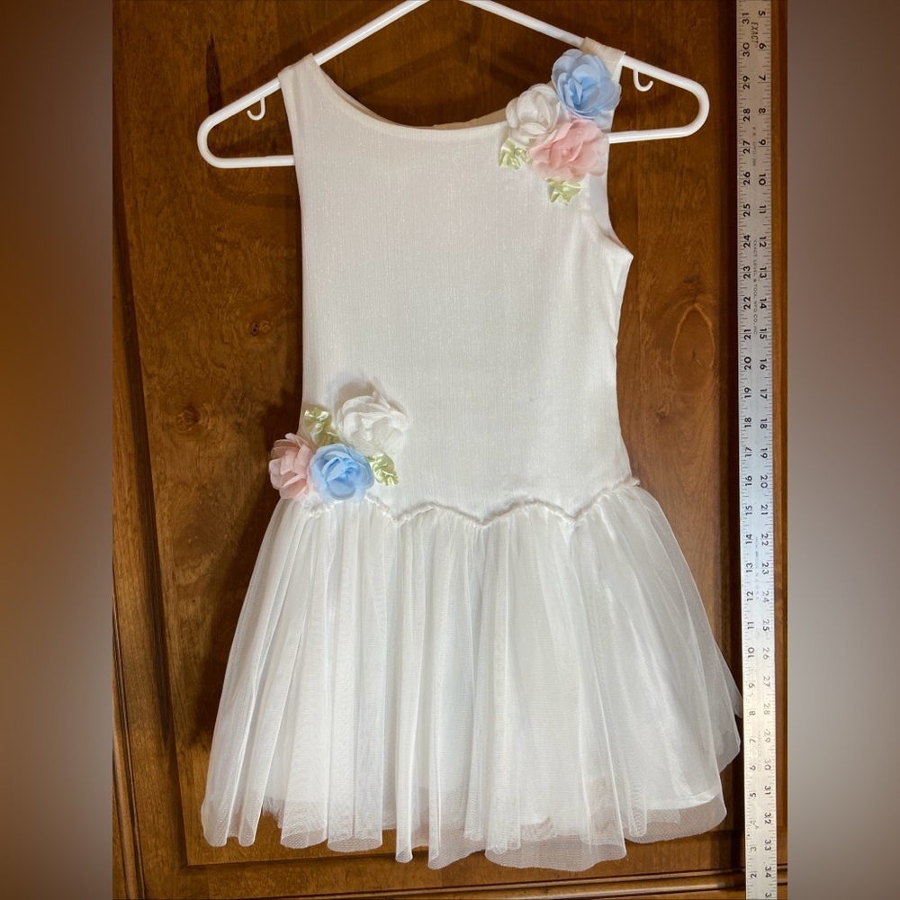 Biscotti White Dress with Pastel Floral Accents